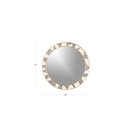 Grace Bone Inlay Round Wall Mirror 32"