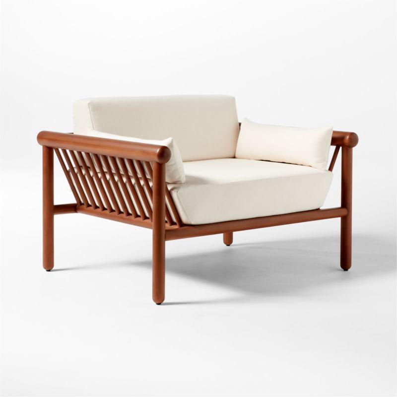 Bonelli Teak Outdoor Lounge Chair with Ivory Sunbrella® Cushions - image 4 of 10