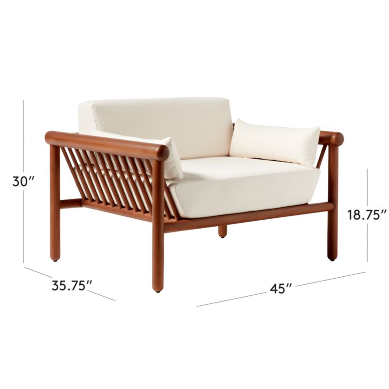 View Bonelli Teak Outdoor Lounge Chair with Ivory Sunbrella® Cushions - image 3 of 10