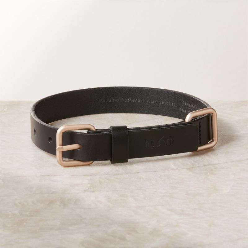 Viewing product image Boo Oh Lumi Black Leather and Gold Metal Small Pet Collar - image 1 of 3