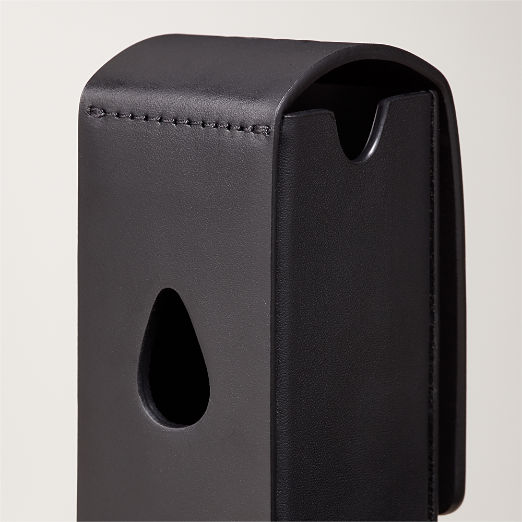 Boo Oh Toto Black Leather Pet Waste Bag Holder