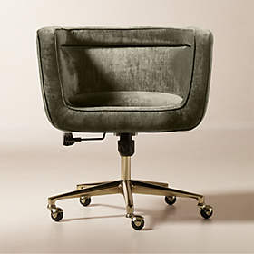 Constance Office Chair, Green Velvet & Chrome