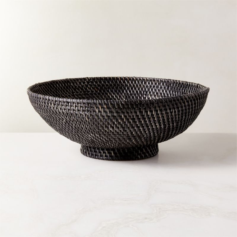 View Borneo Woven Rattan Black Bowl details