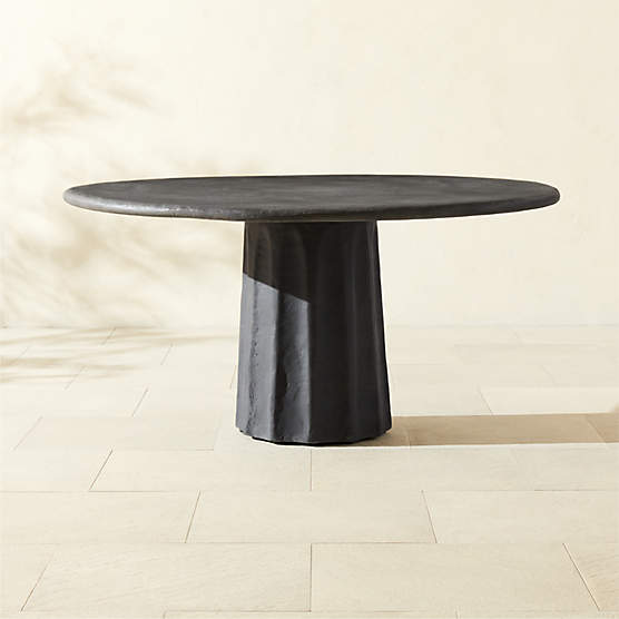 Boscoe 60" Round Black Concrete Indoor/Outdoor Dining Table