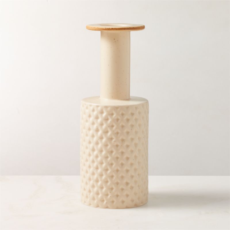 View Botella Textured White Vase Tall details