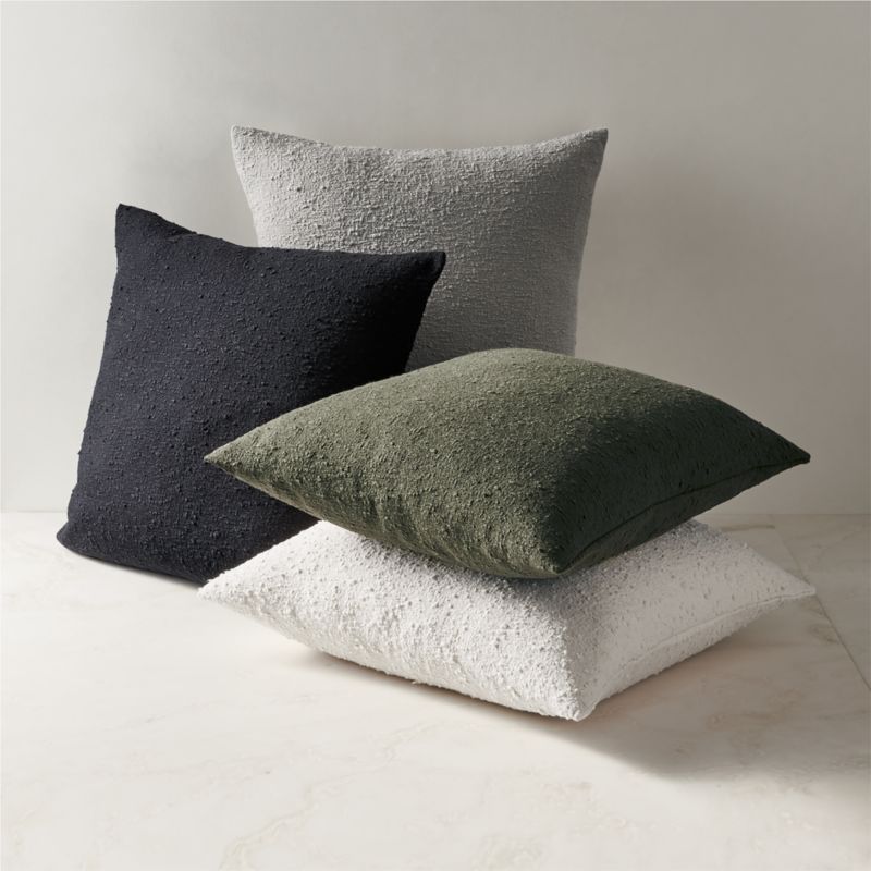 Ivory Boucle Throw Pillow with Feather-Down Insert 23"x23"