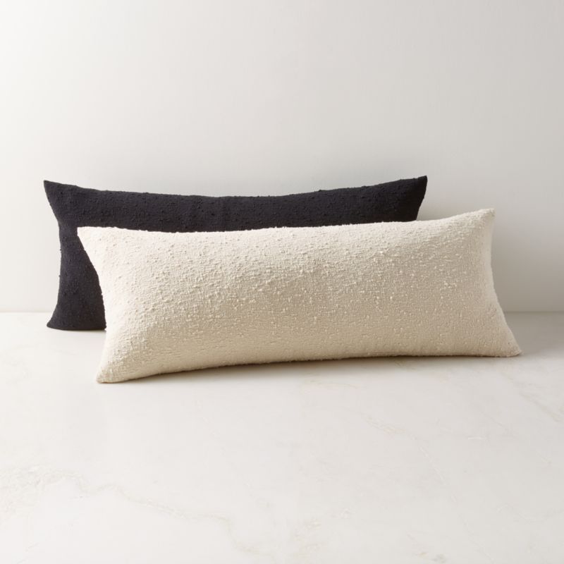 Black Boucle Modern Throw Pillow with FeatherDown Insert 36"x16