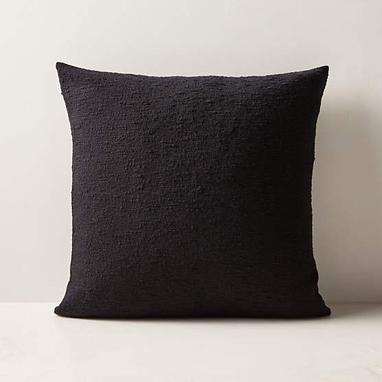 Black Boucle Throw Pillow with Down-Alternative Insert 18''