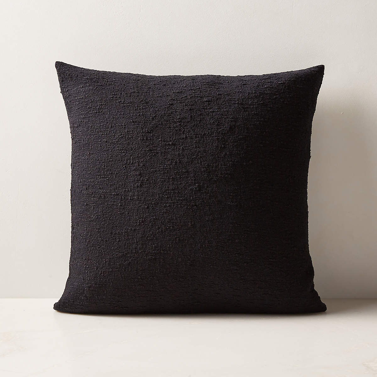 Black Boucle Throw Pillow with FeatherDown Insert 18'' + Reviews CB2