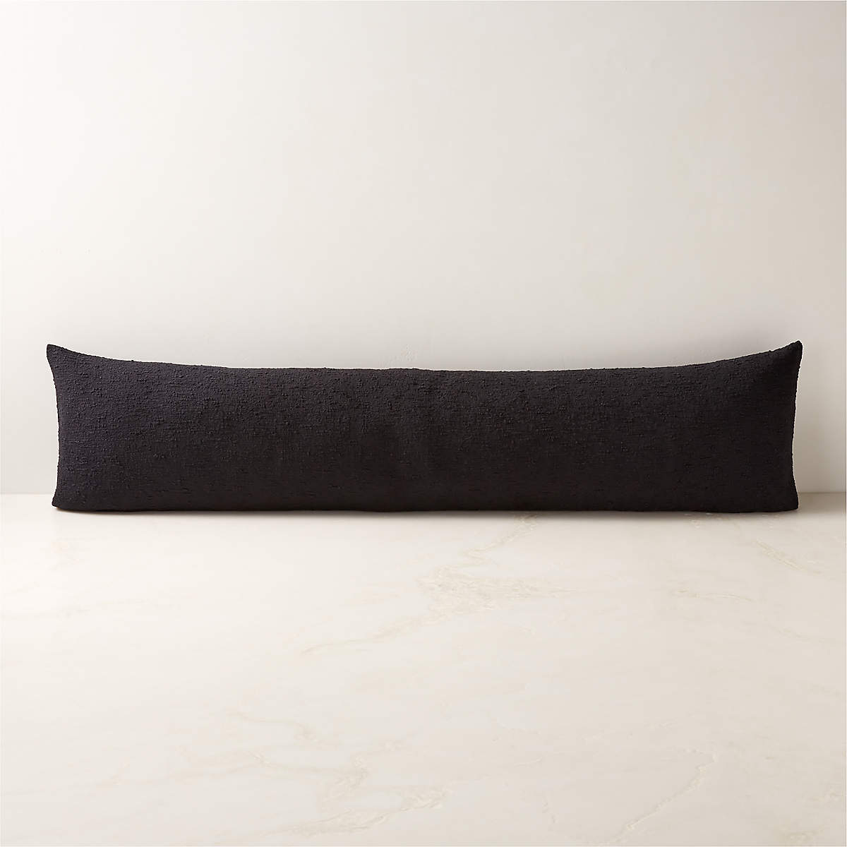 Black Boucle Throw Pillow with Down-Alternative Insert 48''x12 ...
