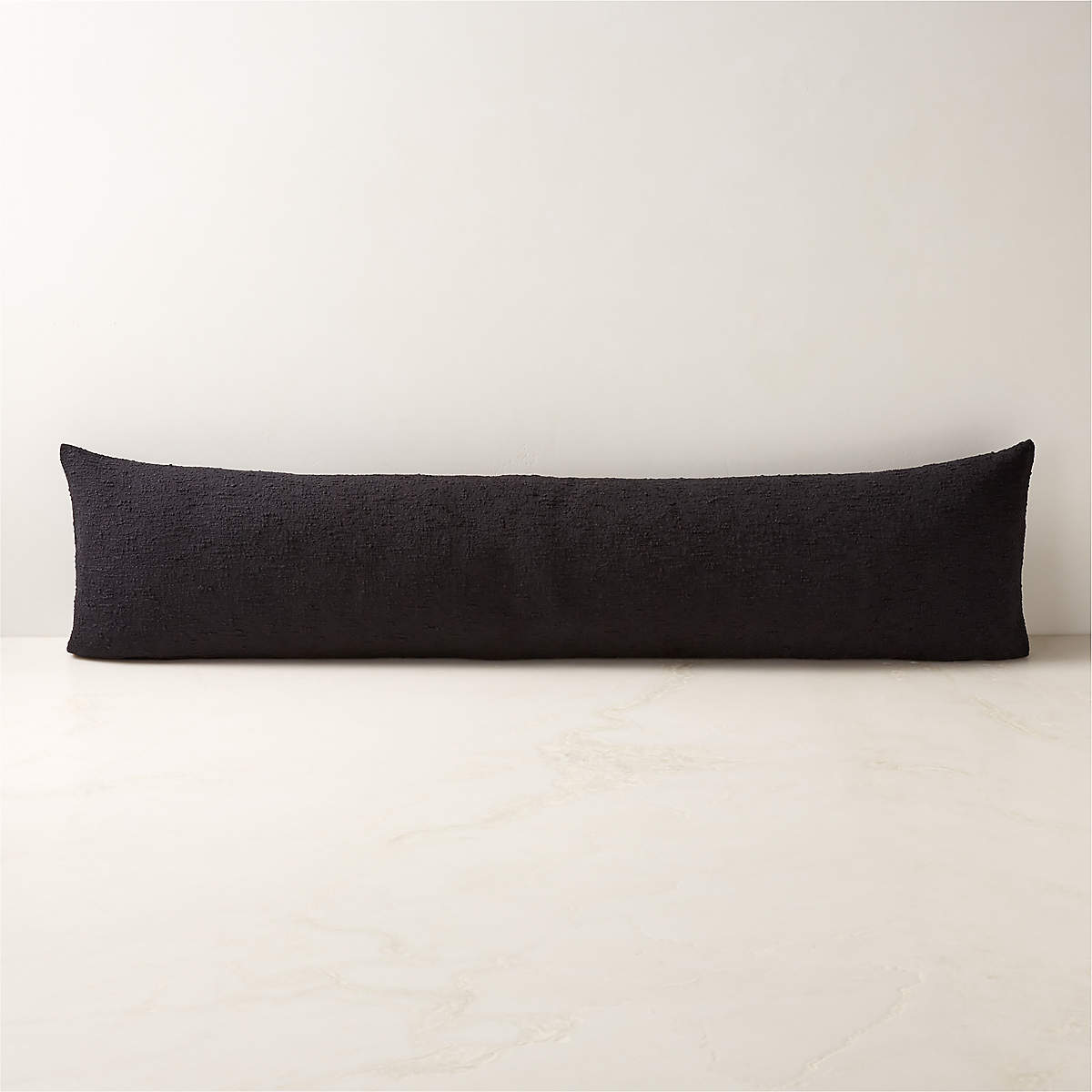 Black Boucle Lumbar Pillow with Down-Alternative Insert 48''x12'' + Reviews | CB2
