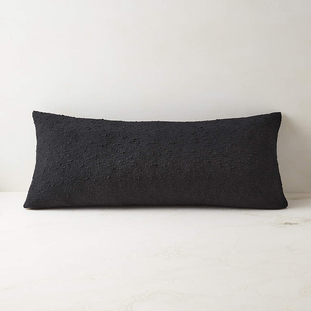 Black Boucle Modern Throw Pillow with Down-Alternative Insert 36