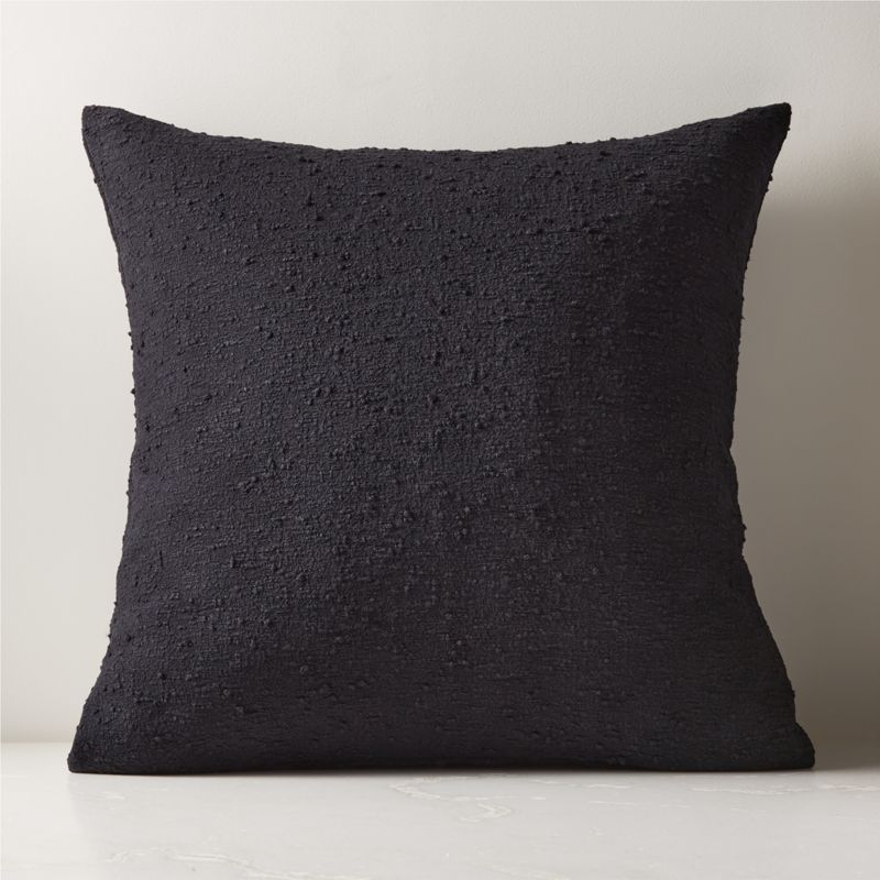 View Black Boucle Throw Pillow with Down-Alternative Insert 23"x23" details
