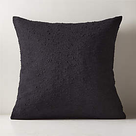 Black Boucle Modern Throw Pillow with Down-Alternative Insert 23