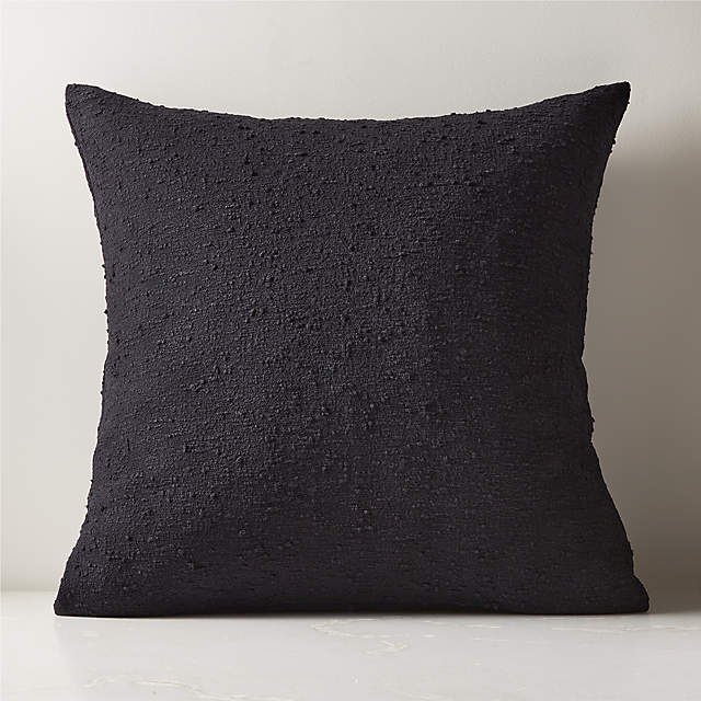 Floral foam round pillow black D33cm