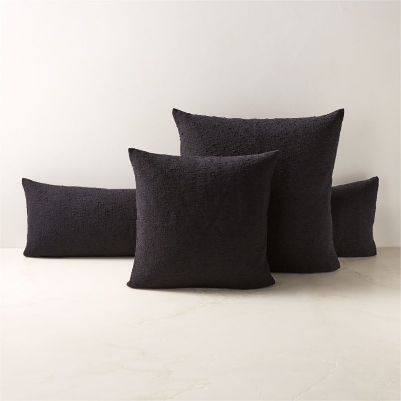 Black Boucle Throw Pillow with Down-Alternative Insert 18'' - image 2 of 4