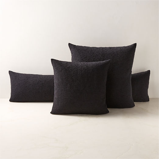 Black Boucle Lumbar Pillow Cover 48''x12''