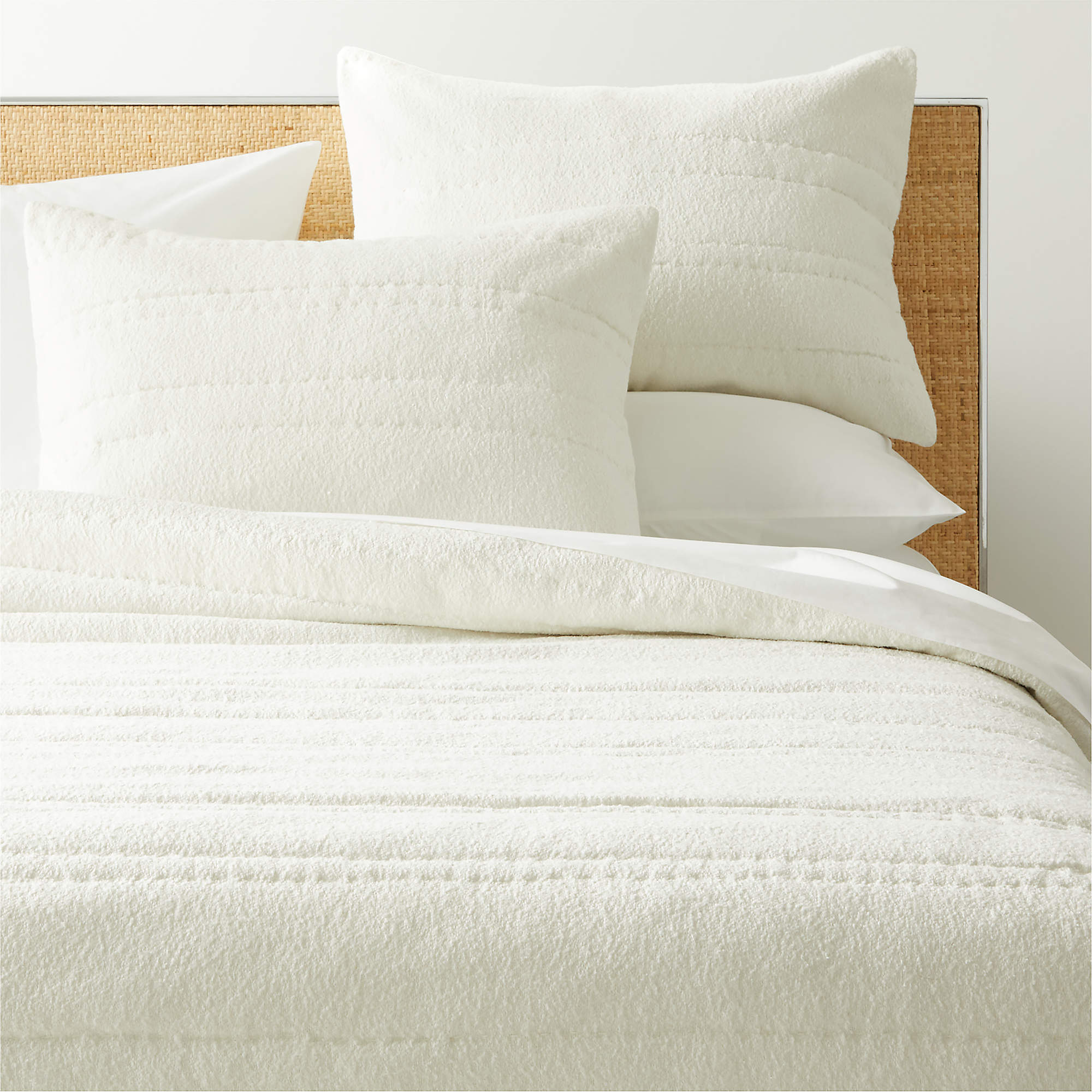 Boucle Modern King Warm White Cotton Quilt | CB2