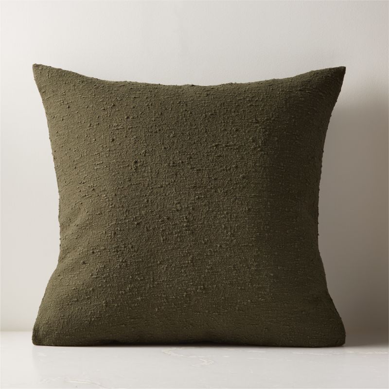 Forest Green Boucle Modern Throw Pillow with Feather Down Insert 23