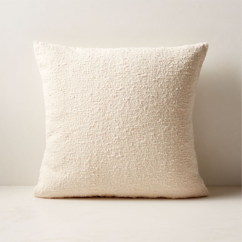 View Ivory Boucle Throw Pillow with Feather-Down Insert 18''x18" details