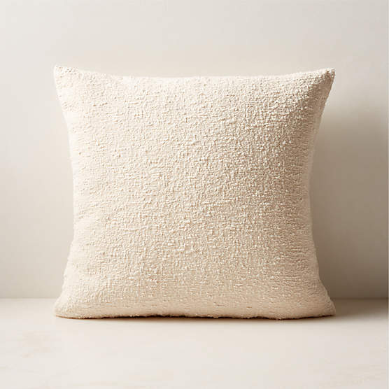 Ivory Boucle Throw Pillow with Feather-Down Insert 18''