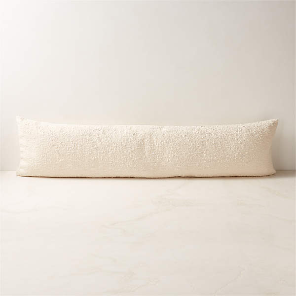 Ivory White Boucle Throw Pillow with Down-Alternative Insert 48