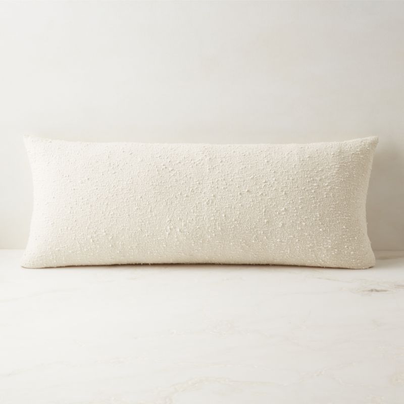 White Boucle Modern Throw Pillow with Down-Alternative Insert 36