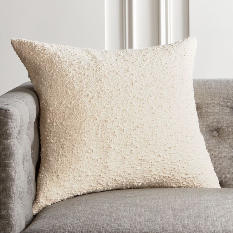 Shop 23" Boucle Ivory Pillow with Down-Alternative Insert from CB2 on Openhaus