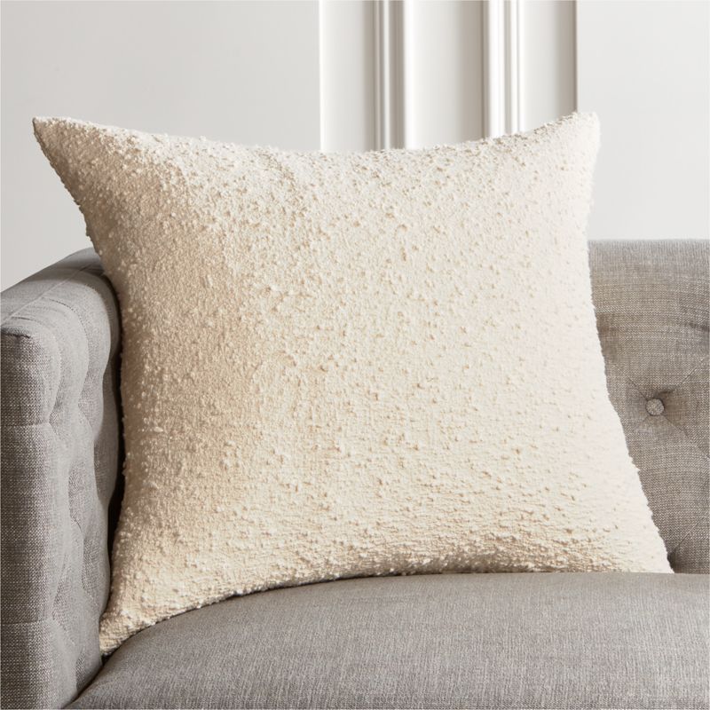 View Ivory Boucle Throw Pillow with Feather-Down Insert 23"x23" details