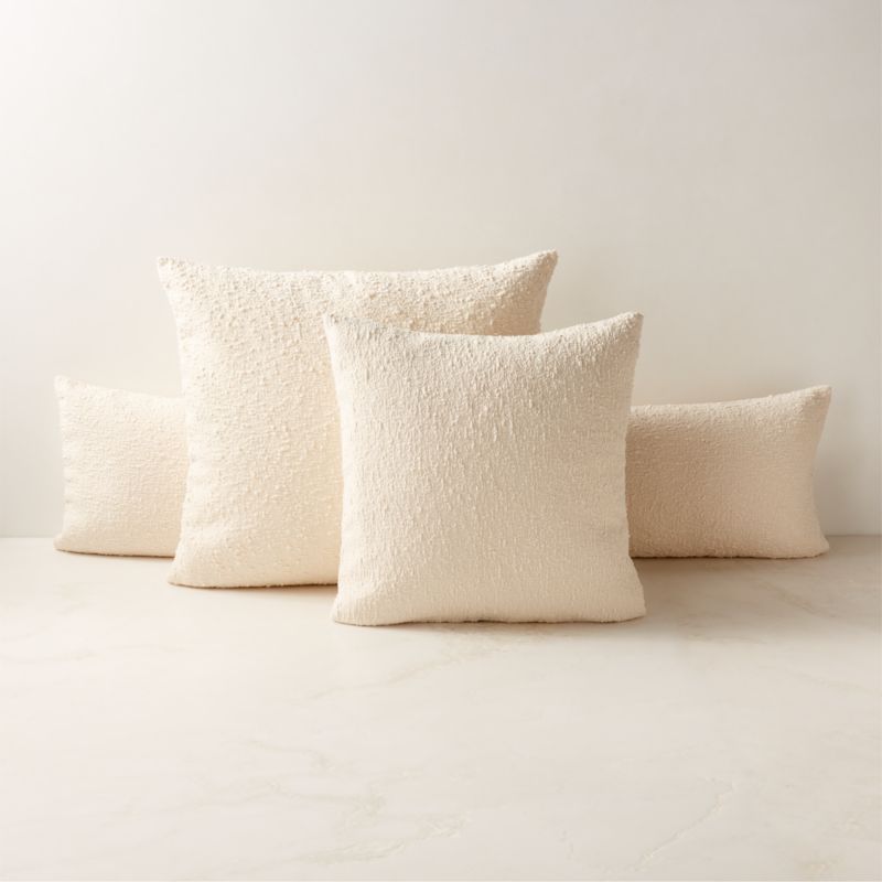 Ivory Boucle Throw Pillow with Feather-Down Insert 23"x23"