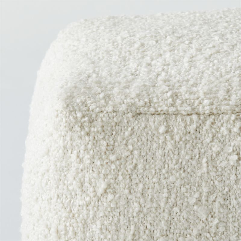 Boucle Ivory White Pouf - image 2 of 3