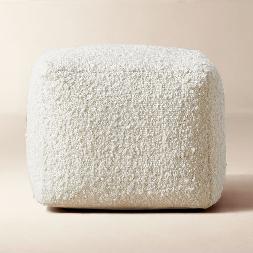 Boucle Ivory White Pouf