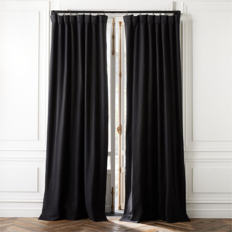 Black Boucle Window Curtain Panel 48''x84'' + Reviews | CB2