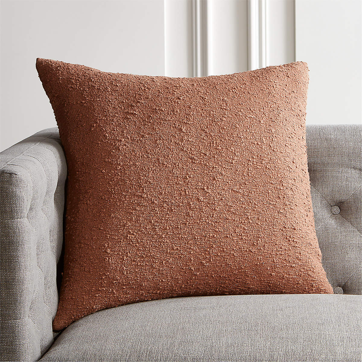 23" Boucle Mocha Modern Throw Pillow with FeatherDown Insert CB2