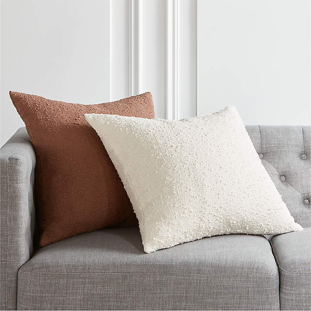 Intersect White Boucle Modern Throw Pillow with Feather-Down Insert 20 +  Reviews | CB2