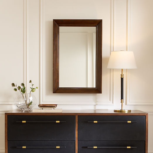 Boulevard Oak Wood Rectangular Wall Mirror 24"x36"