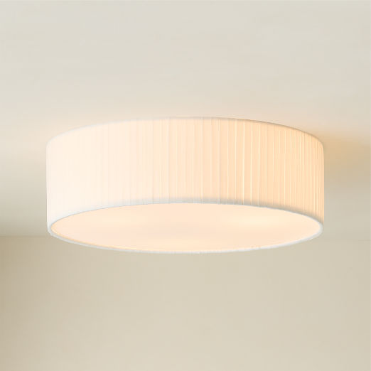 Boum Pleated Linen Drum Flush Mount Light 19.75"