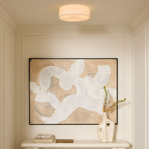 Boum Pleated Linen Drum Flush Mount Light 19.75"