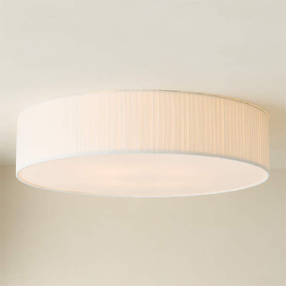 Boum Pleated Linen Drum Flush Mount Light 34"