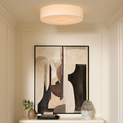 Boum Pleated Linen Drum Flush Mount Light 34"