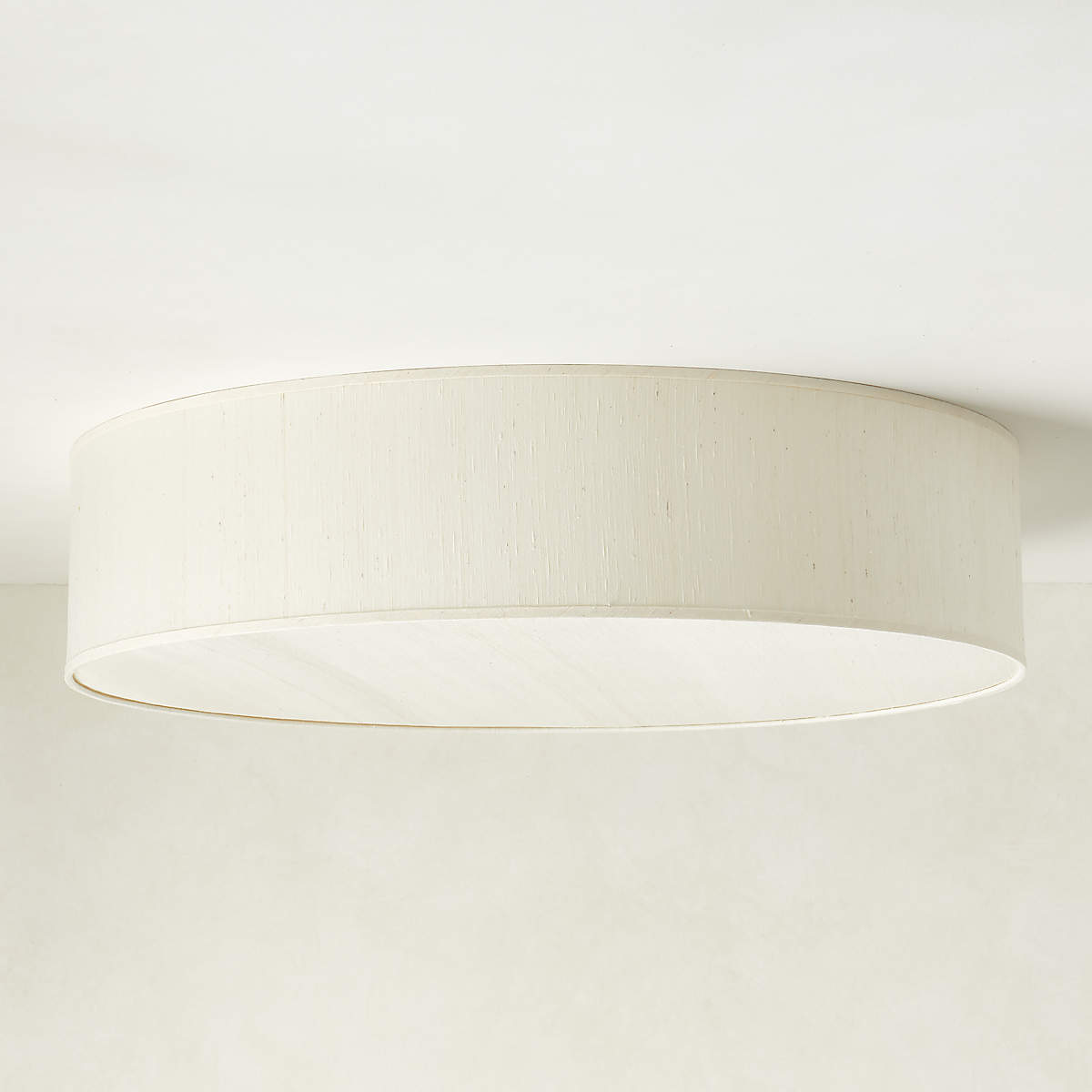 Boum Modern Raw Silk Drum Flush Mount Light 34" + Reviews CB2