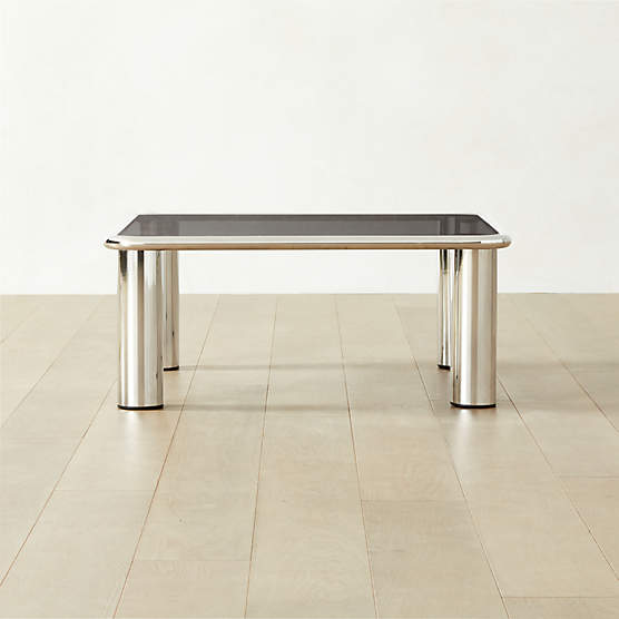 Bovisio Rectangular Smoked Glass Coffee Table by Gianfranco Frattini