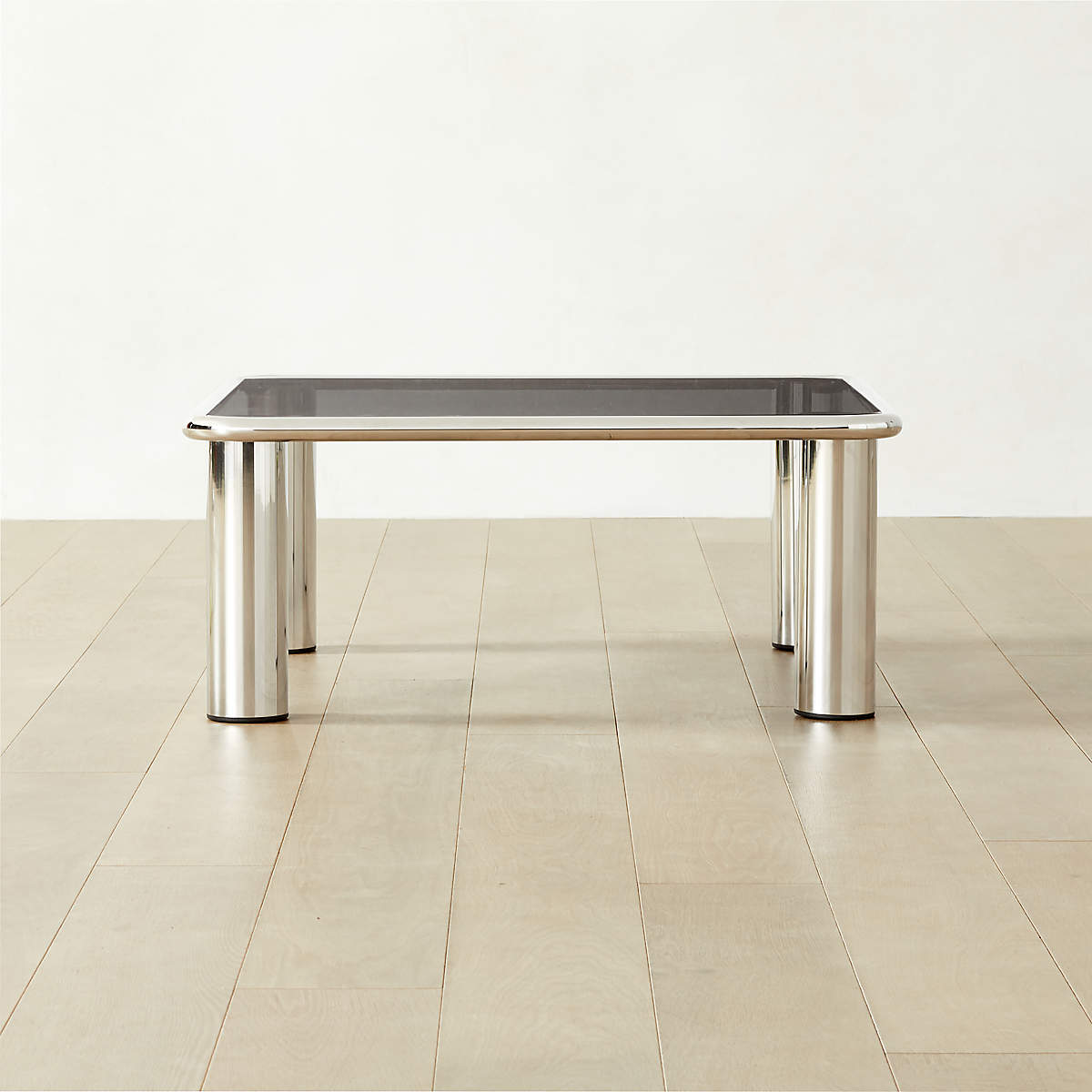 Bovisio Modern SmokedGlass Square Coffee Table + Reviews CB2