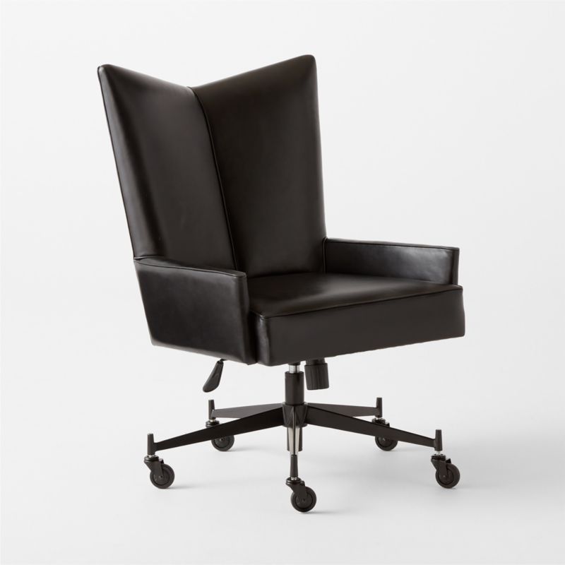 Bowtie Black Leather Office Chair Model 3002 by Paul McCobb - image 4 of 8