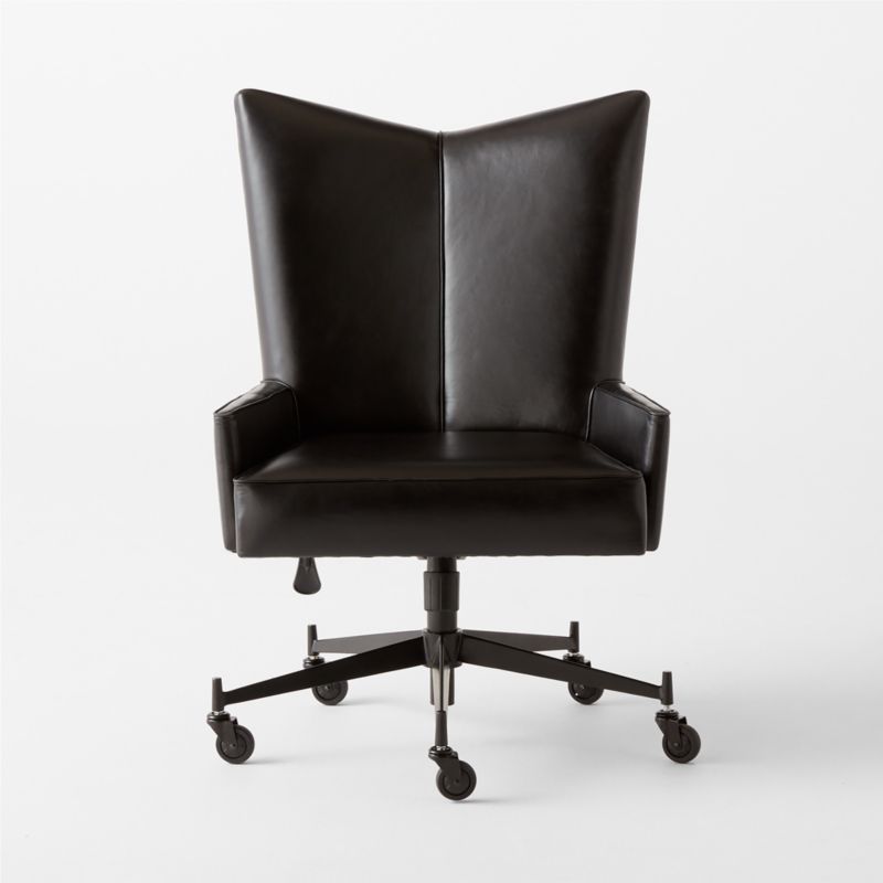 Bowtie Black Leather Office Chair Model 3002 by Paul McCobb - image 3 of 8