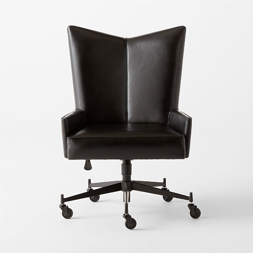 Bowtie Black Leather Office Chair Model 3002 by Paul McCobb