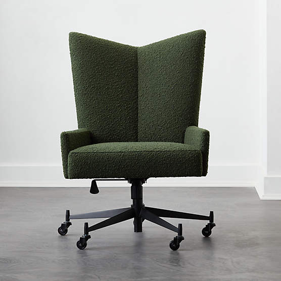Bowtie Green Boucle Office Chair Model 3002 by Paul McCobb