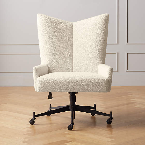 Bowtie Cream Boucle Office Chair Model, Office Chair Cream Leather