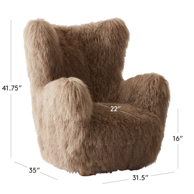 View Bozzi Taupe Mongolian Sheepskin Accent Chair - image 3 of 14