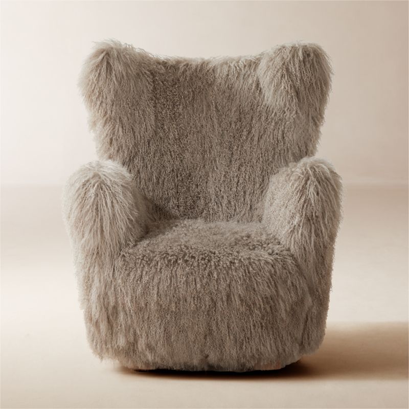 Bozzi Taupe Mongolian Sheepskin Accent Chair - image 0 of 14